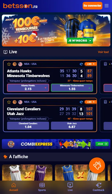 Mobiele versie BETSSON CASINO